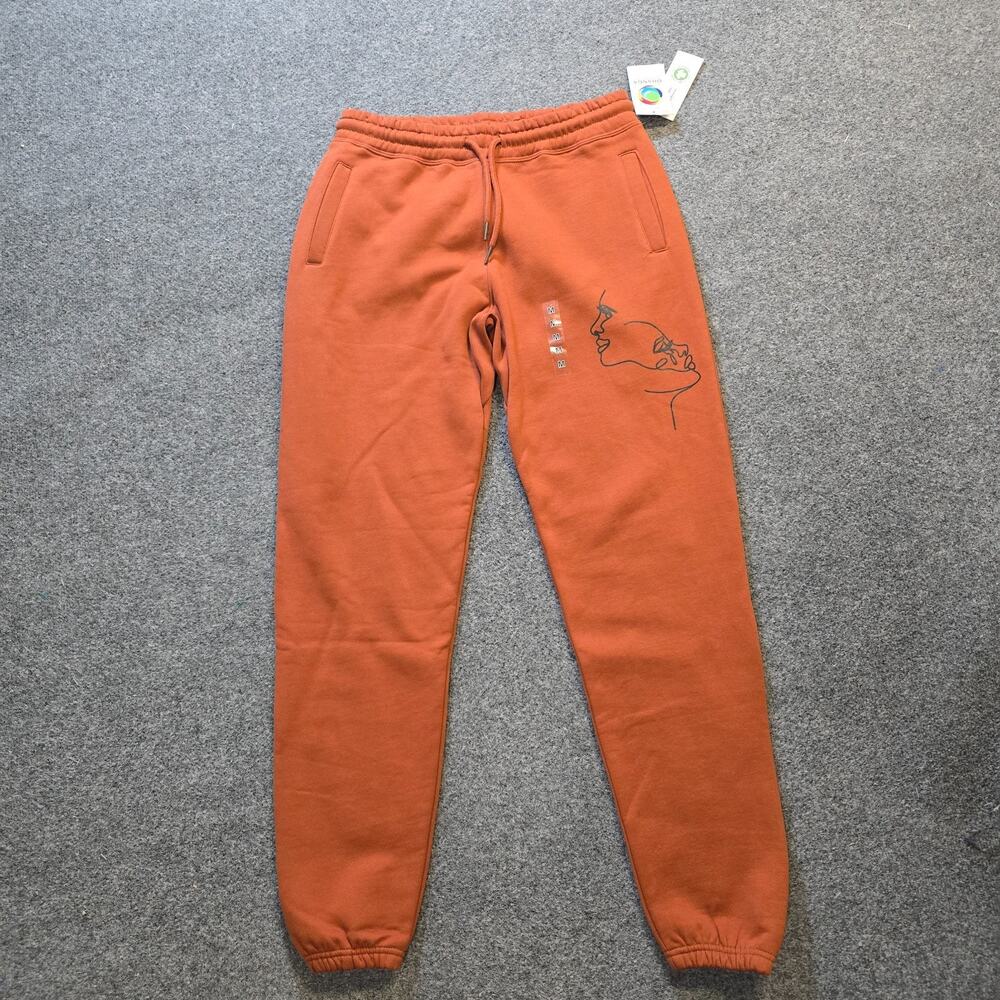Ohanga Sweatpants Womens Size Medium Orange Art Joggers Pockets Lounge Casual
